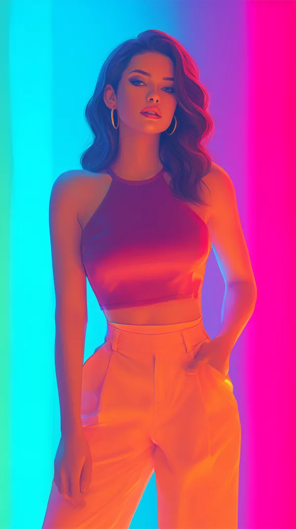 Neon Glow Portrait: Vibrant Colorful Fashion Wallpaper - HD Wallpaper, 4k Background Image