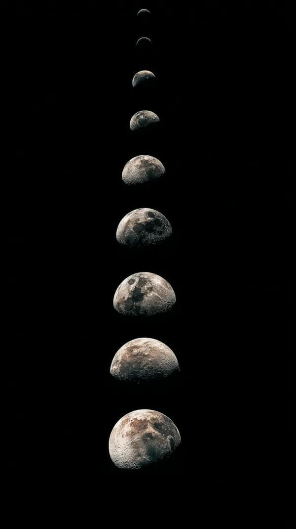 Vertical Moon Phases Wall Art - Lunar Phases in Space - HD Wallpaper, 4k Background Image