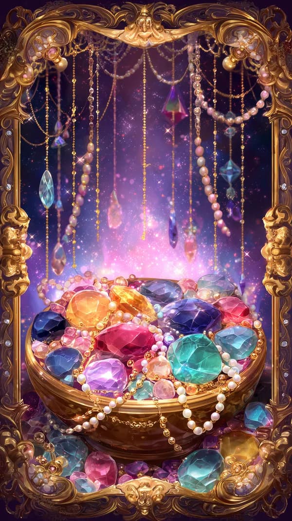 Luxurious Gem Treasure in an Ornate Frame - Fantasy Wallpaper - HD Wallpaper, 4k Background Image