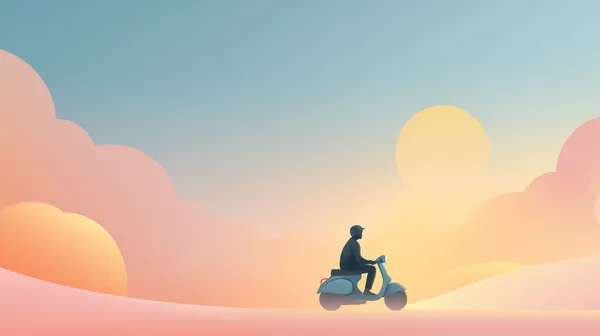 Pastel Sunset Scooter Scene - Minimal Dreamy Wallpaper - HD Wallpaper, 4k Background Image