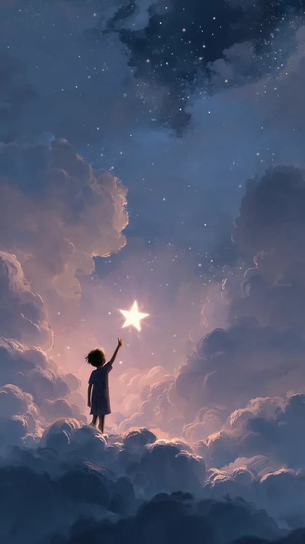Dreamy Cloudscape Wallpaper: Child Reaching for a Star - HD Wallpaper, 4k Background Image