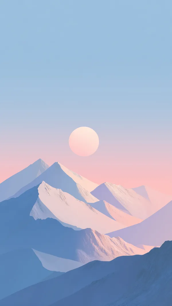 Pastel Mountain Sunrise Wallpaper with Snow-Capped Peaks - HD Wallpaper, 4k Background Image