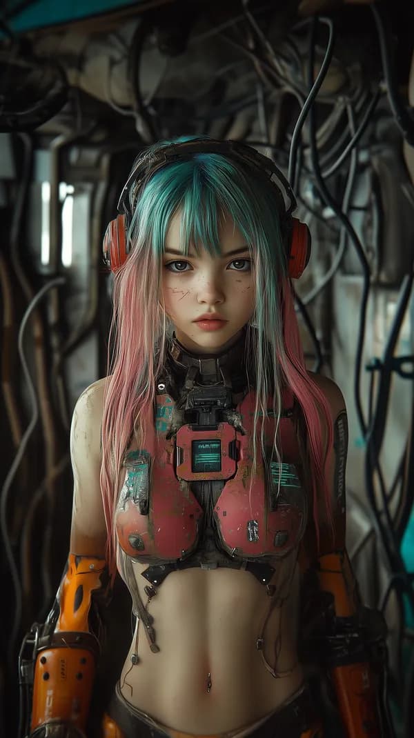 Cyberpunk Femme in Weathered Armor – Futuristic Portrait - HD Wallpaper, 4k Background Image
