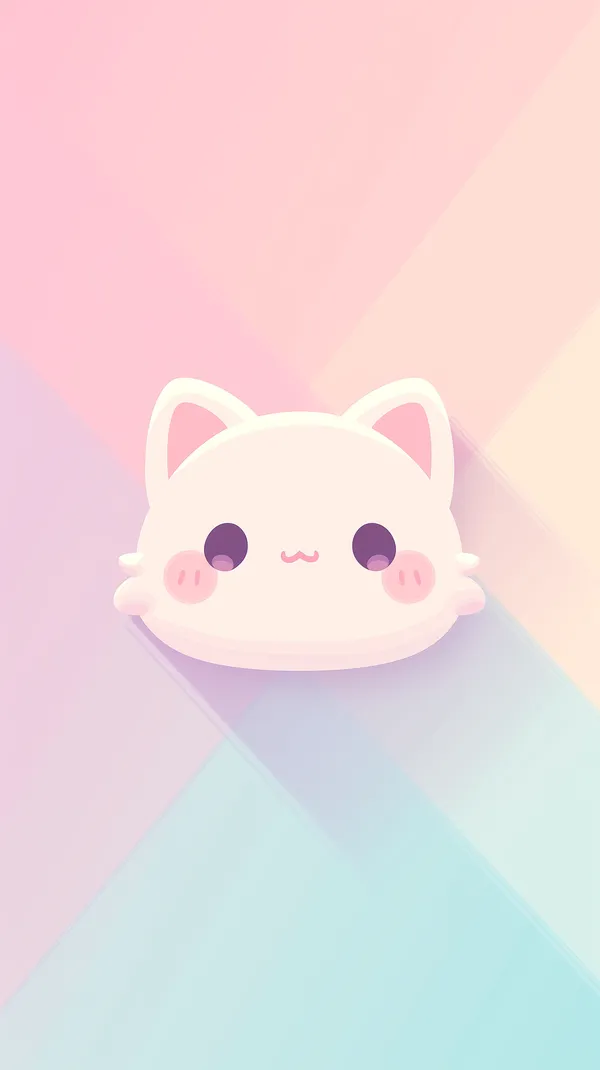 Pastel Kawaii Cat Wallpaper with Soft Geometric Gradient - HD Wallpaper, 4k Background Image