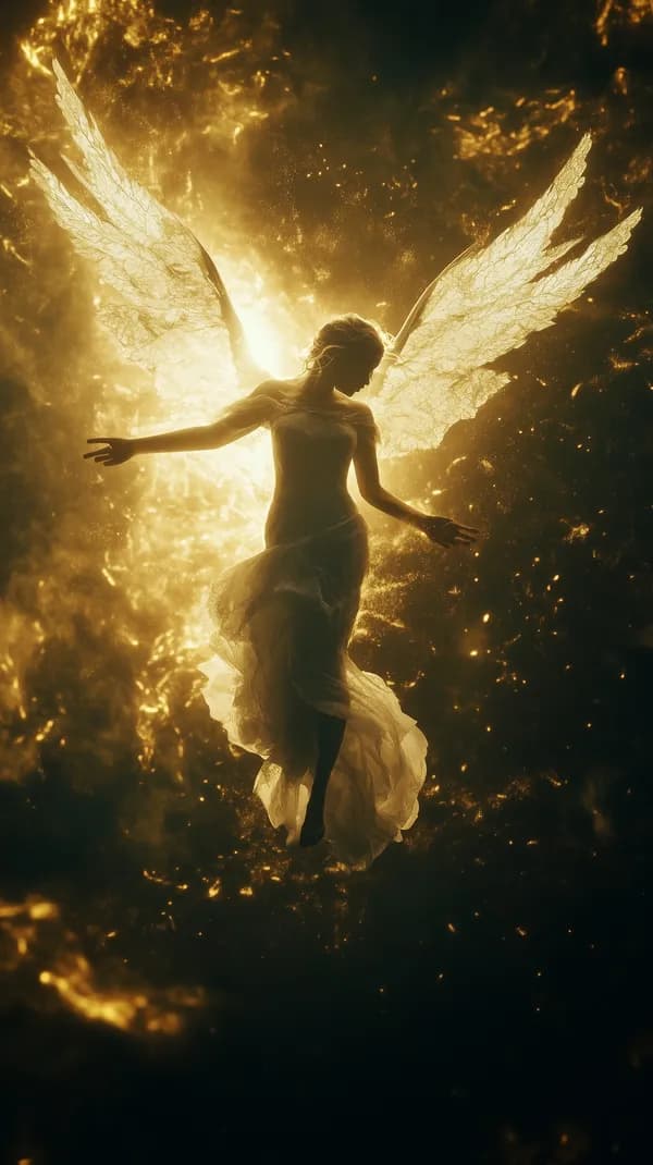 Golden Angel Wings in Ethereal Light – Fantasy Wallpaper - HD Wallpaper, 4k Background Image