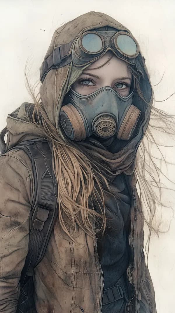 Atmospheric Post-Apocalyptic Portrait with Gas Mask & Hood - HD Wallpaper, 4k Background Image