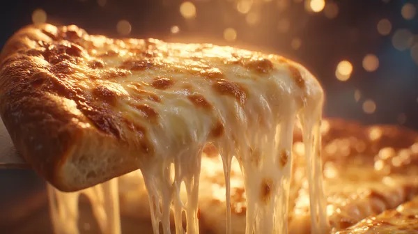 Gooey Cheese Pizza Slice with Melting Mozzarella - Warm Glow Wallpaper - HD Wallpaper, 4k Background Image