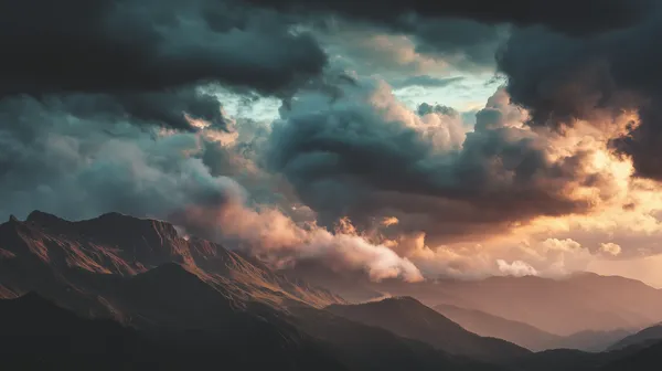 Dramatic Stormy Mountain Landscape at Sunset with Golden Sky - HD Wallpaper, 4k Background Image