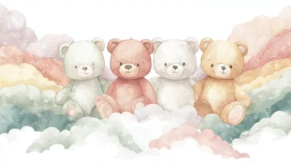 Soft Pastel Teddy Bears Floating on Cloudscape Wallpaper - HD Wallpaper, 4k Background Image