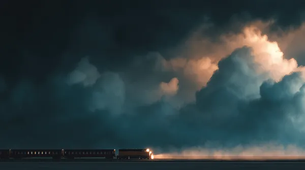 Moody Night Train Surrounded by Dramatic Storm Clouds - HD Wallpaper, 4k Background Image