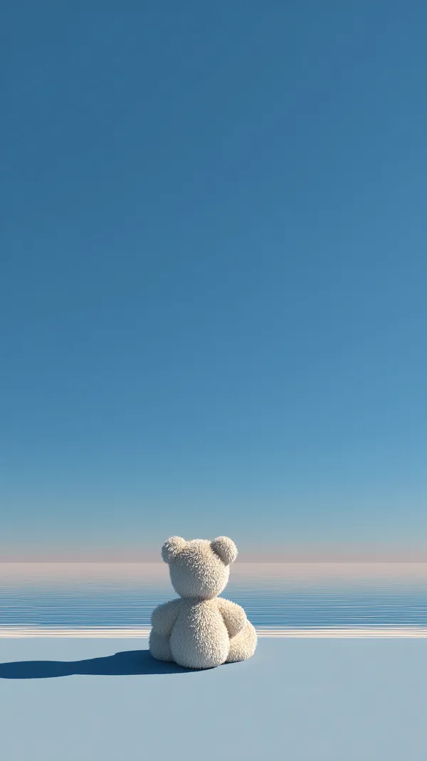 Serene Blue Sky 3D Teddy Plush by Calm Ocean Horizon - HD Wallpaper, 4k Background Image