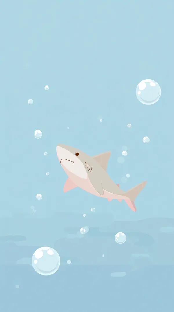 Soft Ocean Blue Cartoon Shark Wallpaper for Desktop - HD Wallpaper, 4k Background Image
