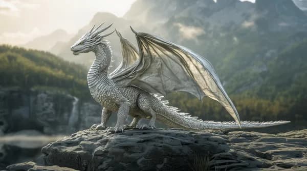 Mystic dragon perched on a jagged cliff at dawn — fantasy wallpaper - HD Wallpaper, 4k Background Image