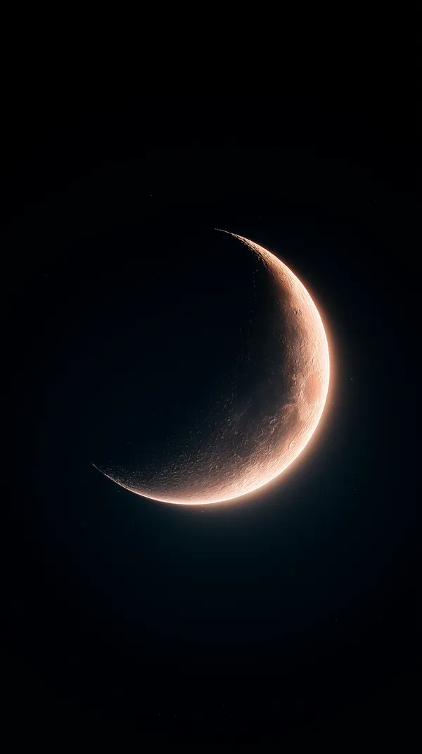 Crescent Moon Glow in Deep Space – Night Sky Wallpaper - HD Wallpaper, 4k Background Image