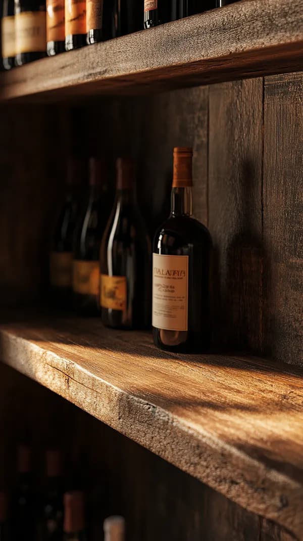 Rustic Wine Cellar Shelf with Warm Amber Lighting and Shadows - HD Wallpaper, 4k Background Image