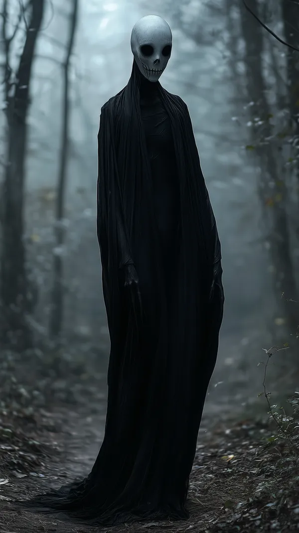 Mysterious Skull-Mask Figure in a Foggy Forest Wallpaper - HD Wallpaper, 4k Background Image