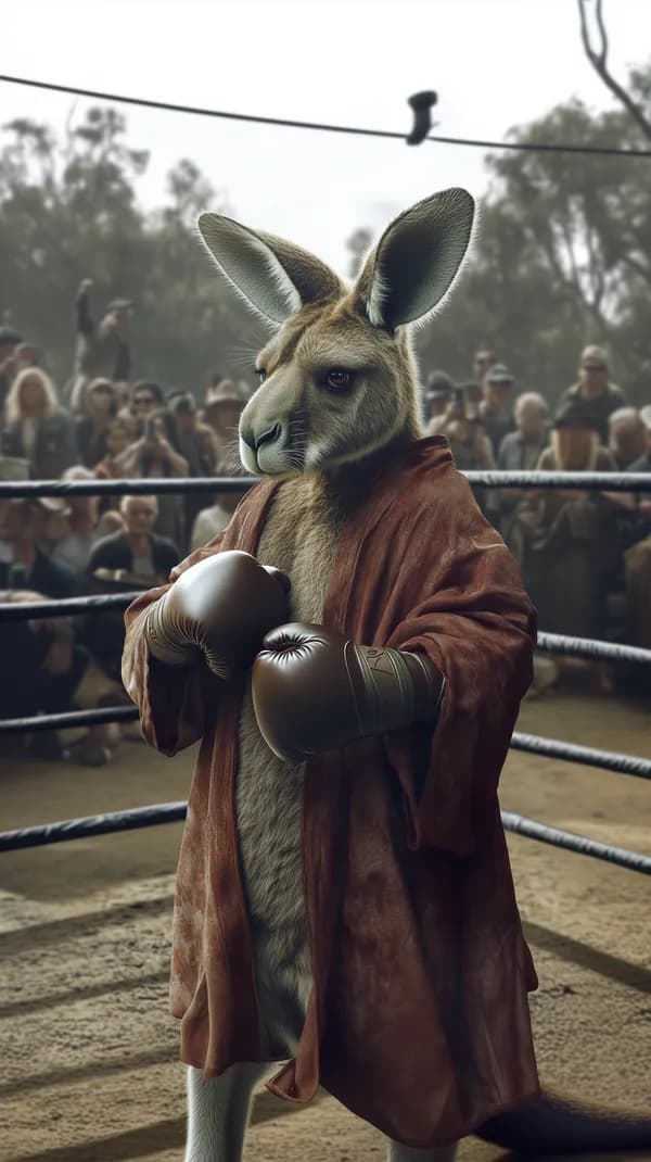 Surreal Boxing Kangaroo in Ring with Vintage Robe – Wallpaper - HD Wallpaper, 4k Background Image