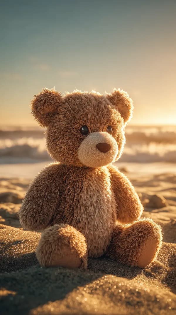 Golden hour teddy bear on sunset beach wallpaper, high-res - HD Wallpaper, 4k Background Image