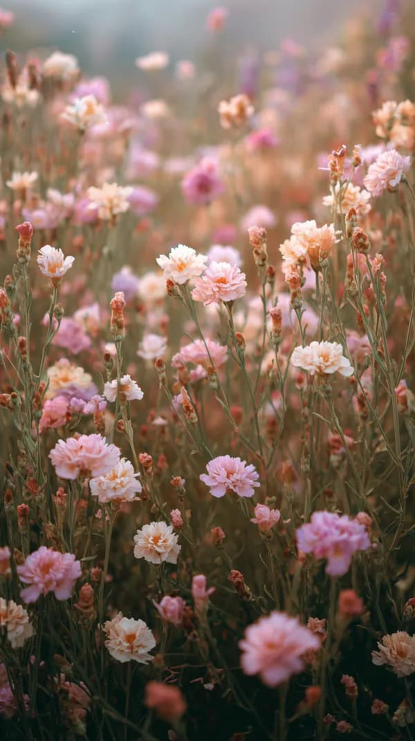 Dreamy Pink Flower Field Wallpaper | Soft Floral Garden Scene - HD Wallpaper, 4k Background Image