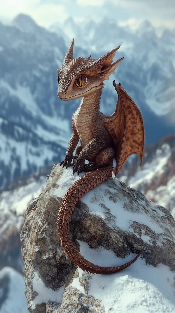 Winter Dragon on Snowy Peak - Fantasy Mountain Wallpaper - HD Wallpaper, 4k Background Image