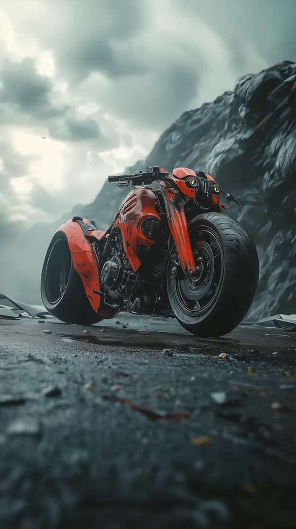 Dynamic Red Sport Motorcycle on a Mountainous Road at Dusk - HD Wallpaper, 4k Background Image