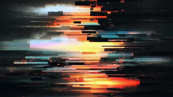 Glitch Sunset Abstract Wallpaper – Neon Bars and Digital Tear - HD Wallpaper, 4k Background Image