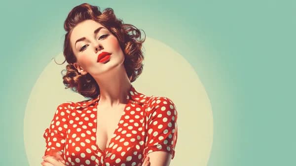 Retro Pin-Up Portrait in Red Polka Dot Dress - Vintage Glam Wallpaper - HD Wallpaper, 4k Background Image