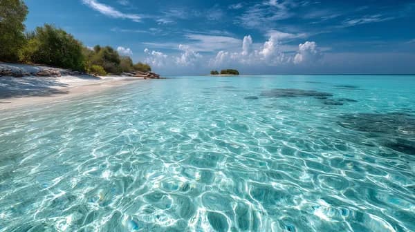 Tropical Beach Paradise: Crystal Clear Turquoise Waters - HD Wallpaper, 4k Background Image