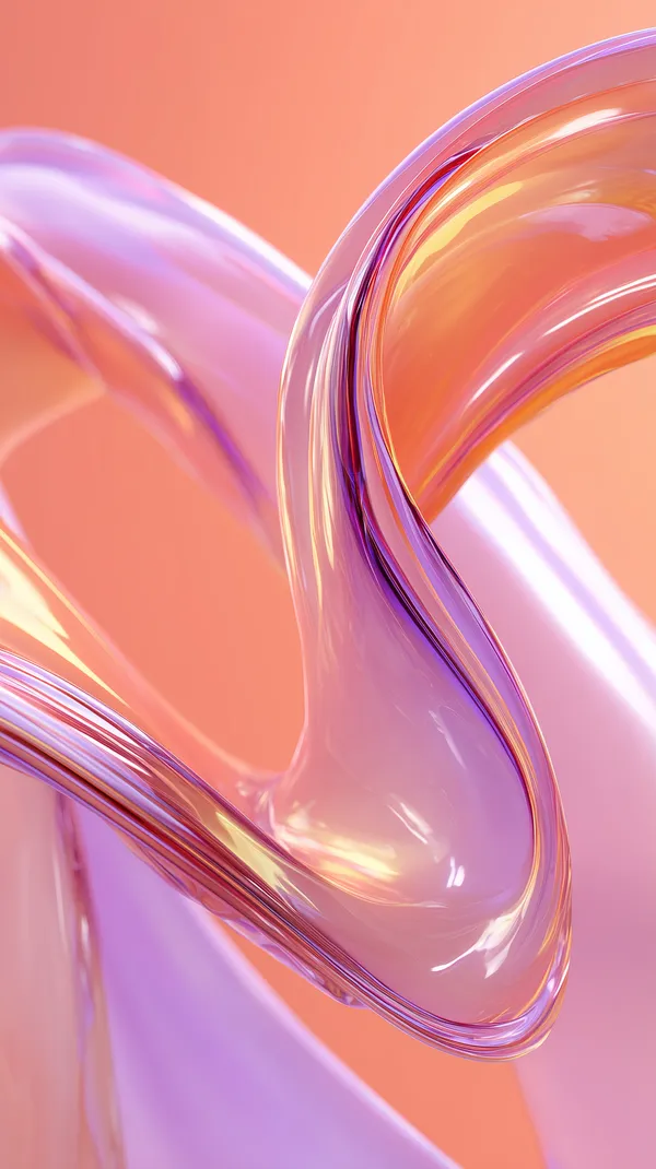 Dreamy Abstract Glassy Ribbons in Peach and Purple Tones - HD Wallpaper, 4k Background Image