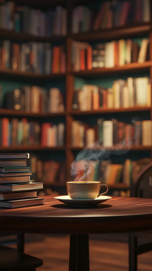 Cozy Library Coffee Break Wallpaper - Warm Reading Nook - HD Wallpaper, 4k Background Image