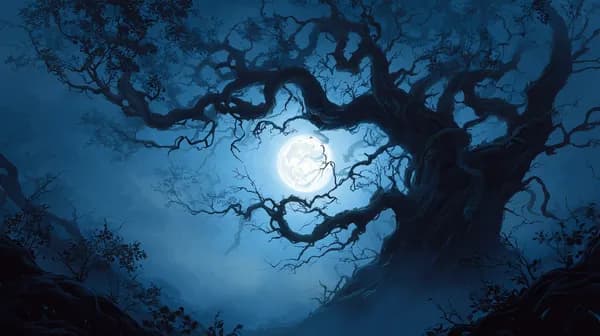 Moonlit Blue Forest Night – Dreamy Fantasy Wallpaper - HD Wallpaper, 4k Background Image
