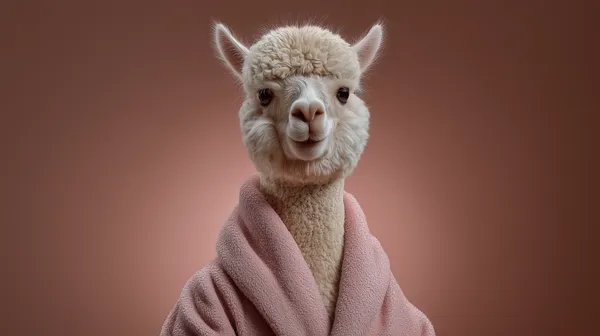 Adorable Alpaca in a Pink Robe - Cozy Wallpaper for Dreamy Rooms - HD Wallpaper, 4k Background Image