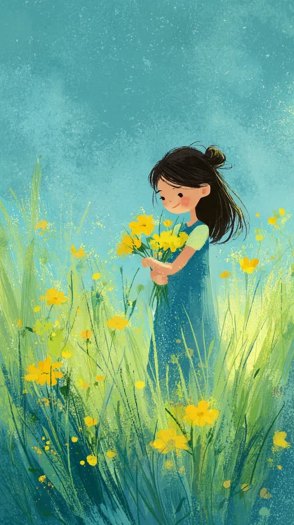 Whimsical Meadow Scene with Yellow Flowers - Calming Wallpaper - HD Wallpaper, 4k Background Image