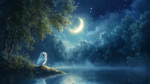 Moonlit Night by a Misty Lake with a Silent Owl Watching - HD Wallpaper, 4k Background Image