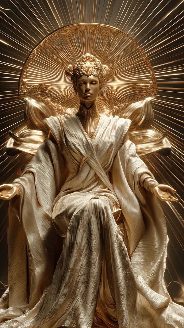 Golden Divine Figure with Radiant Halo - Metallic Art Wallpaper - HD Wallpaper, 4k Background Image