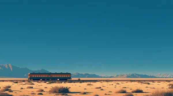Desert Trainscape: Quiet Rail Stretch Under Blue Sky - HD Wallpaper, 4k Background Image