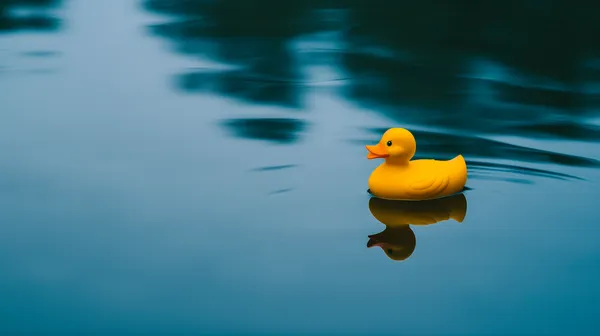 Calm Blue Water Rubber Duck Floating Desktop Wallpaper - HD Wallpaper, 4k Background Image