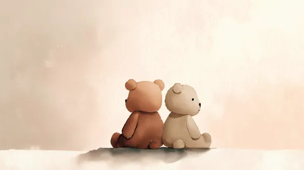 Pastel Teddy Bears on Snowy Ground – Cozy Wall Art for Any Room - HD Wallpaper, 4k Background Image