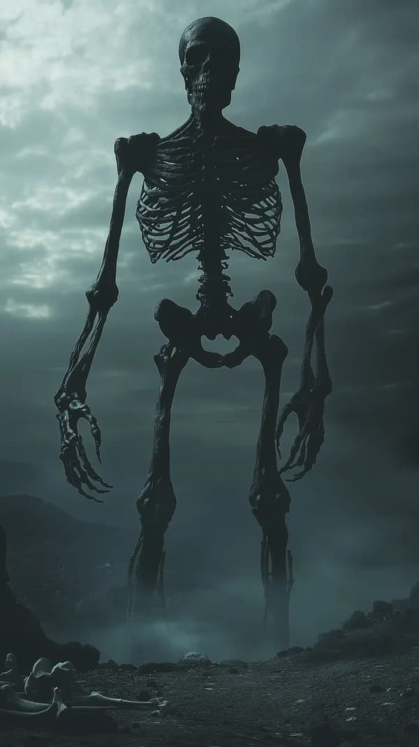 Eerie Skeleton Figure in a Misty Desolate Landscape - HD Wallpaper, 4k Background Image