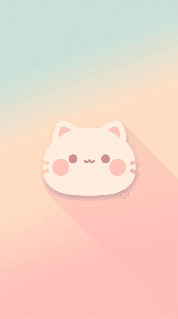 Pastel Kawaii Cat Head Wallpaper, Soft Gradient Background - HD Wallpaper, 4k Background Image