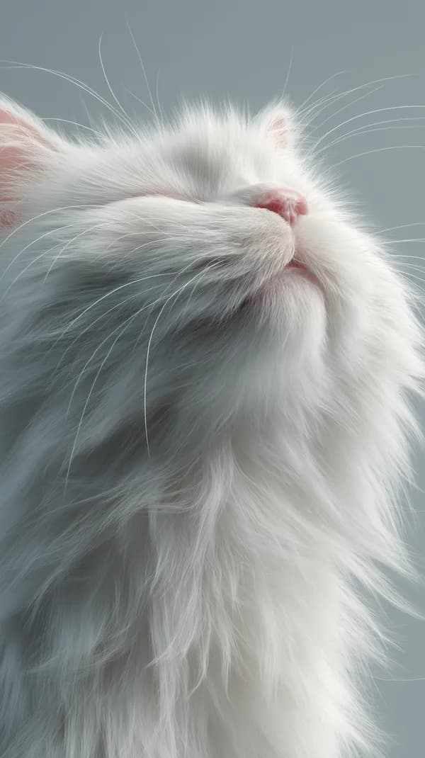 Soft White Cat Portrait with Fluffy Fur - Calm Wallpaper - HD Wallpaper, 4k Background Image
