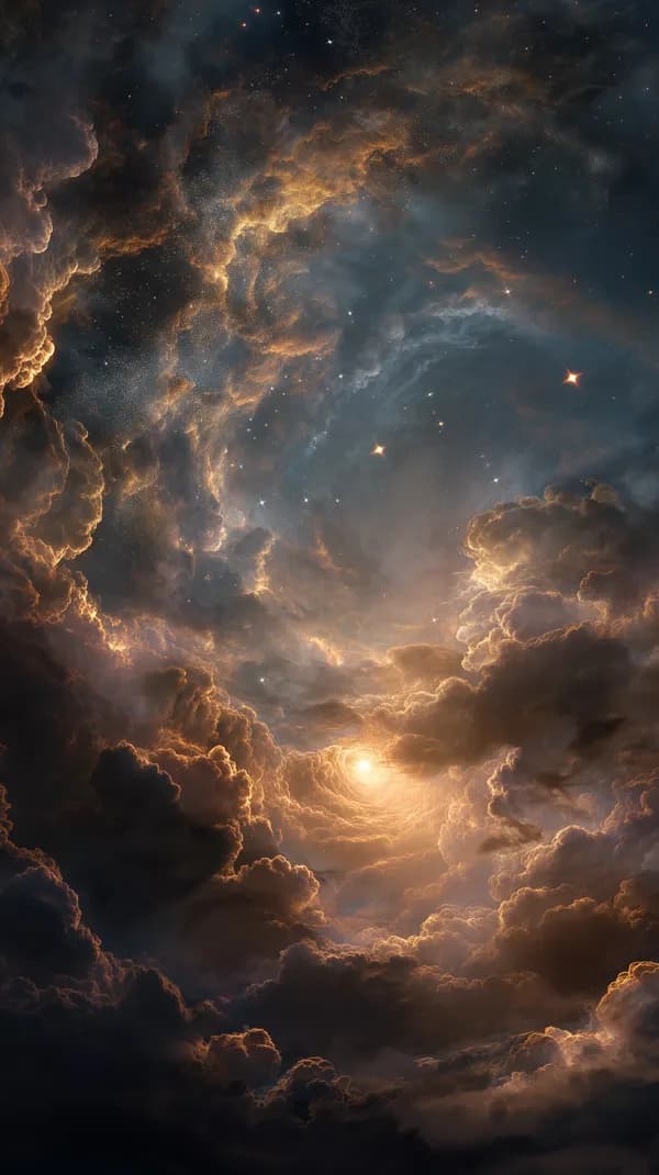 Celestial Nebula Sunrise: Cosmic Cloudscape with Stars - HD Wallpaper, 4k Background Image