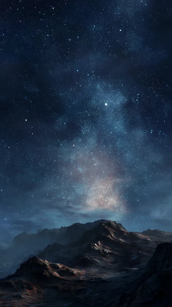 Starry Night Over Rugged Peaks: A Cosmic Mountain Vista - HD Wallpaper, 4k Background Image