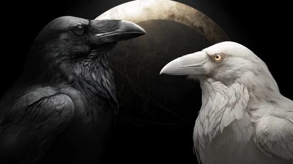Moonlit Ravens Face Off: Dark vs Light Bird Portrait Wallpaper - HD Wallpaper, 4k Background Image