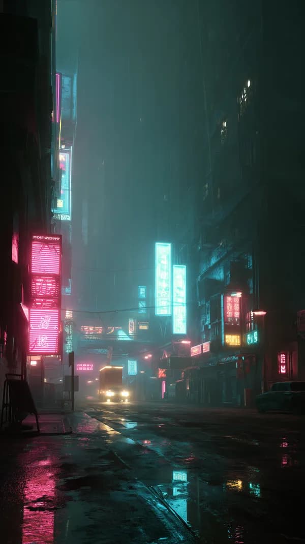 Neon Rain Night: Immersive Cyberpunk City Street Wallpaper - HD Wallpaper, 4k Background Image