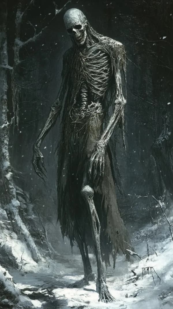 Snowy Skeleton in a Silent Winter Forest - Dark Haunting Wallpaper - HD Wallpaper, 4k Background Image