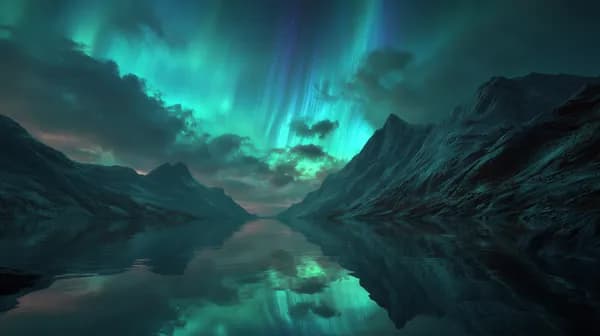 Aurora Over Icebound Valleys: Night Mountain Landscape - HD Wallpaper, 4k Background Image