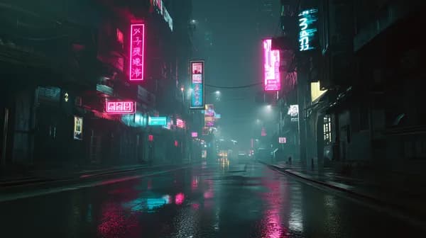 Neon Night Street: Cyberpunk Cityscape Wallpaper with Rain - HD Wallpaper, 4k Background Image
