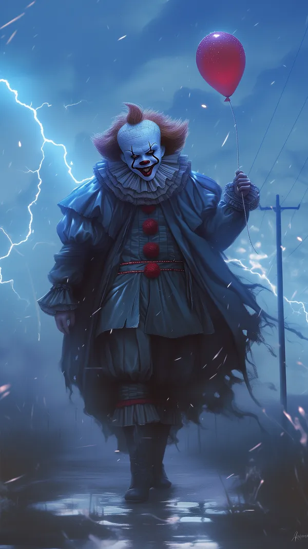 Stormy Night Clown with Balloon – Gothic Wallpaper - HD Wallpaper, 4k Background Image