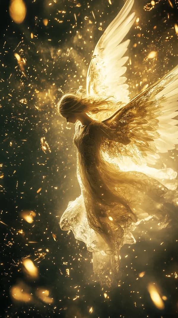 Golden Angel with Majestic Wings - Dreamy Fantasy Wallpaper - HD Wallpaper, 4k Background Image